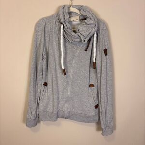 Wanakome Grey Asymmetrical Zip Up Sweatshirt Women's Large